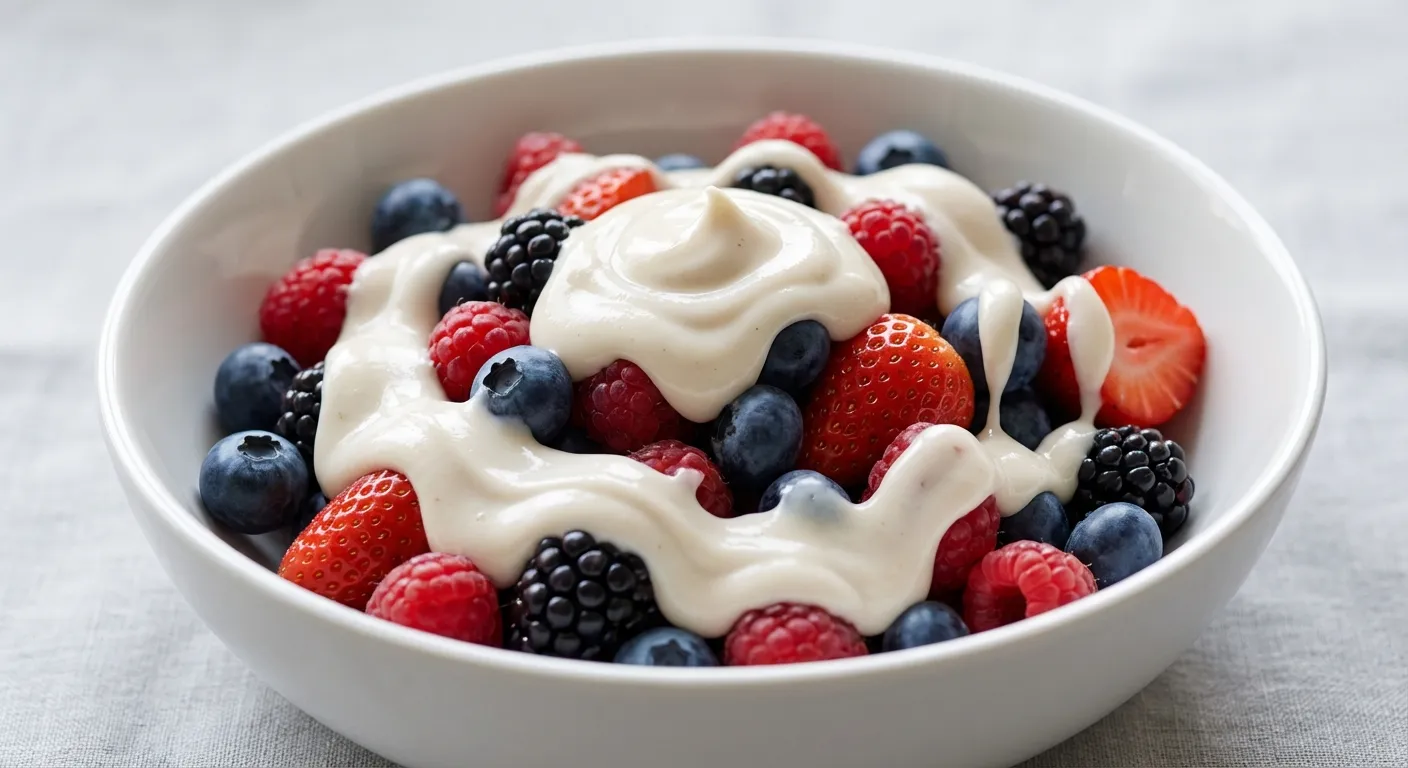 Bayas mixtas con crema de coco