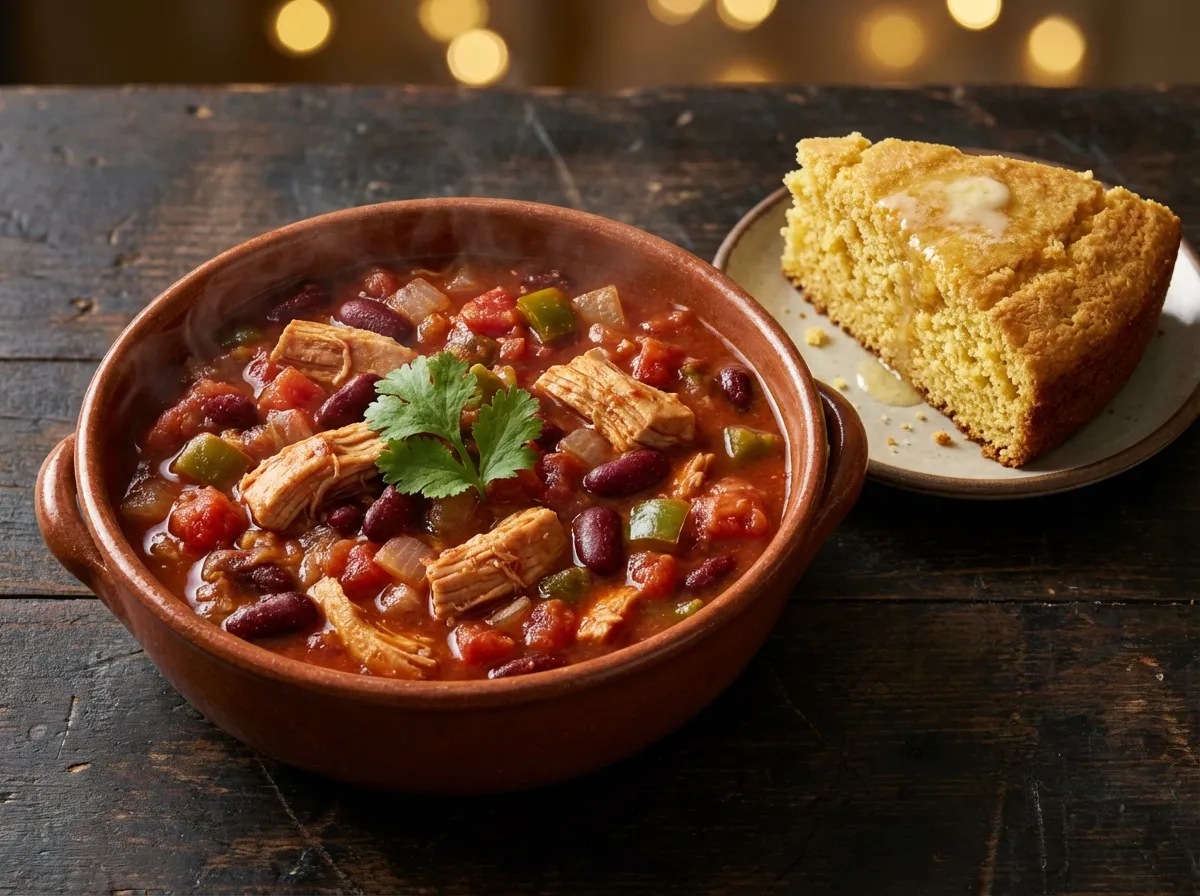 Chile de pavo con pan de maíz